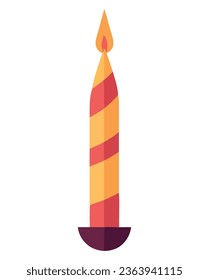 Colored candle illustration over white