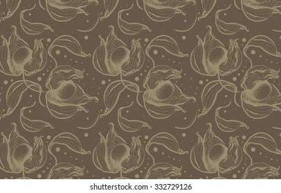 Colored cape gooseberry pattern. Vector art.