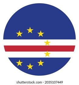 Colored Cape Verde flag. Vector illustration of circle Cape Verde flag