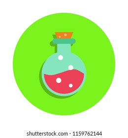 colored capsule with liquid in green badge icon. Element of science and laboratory for mobile concept and web apps. Detailed capsule with liquid icon