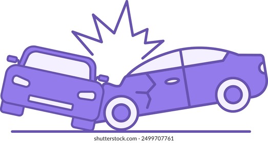 Colored Car Accident Icon. Vector Icon. Vehicle Collision. Road Traffic Regulations. Road Concept