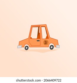 Colored car with number vector illustration suitable for multiple purpose