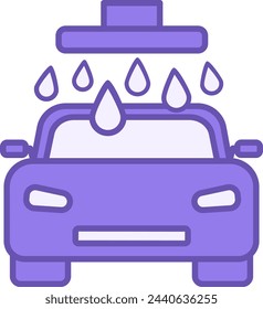 Colored Car Wash Icon. Vector Icon of Vehicle Washing Process. Car service concept