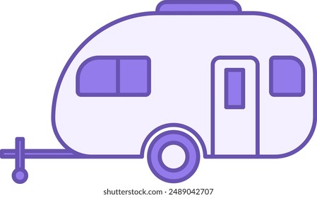 Colored Caravan Icon. Motorhome Vector Icon. Car Trailer, Camper, Motorhome. Camping and Tourism Concept