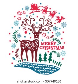 Colored card Christmas motifs.  Illustration for greeting cards, invitations, and other printing projects.