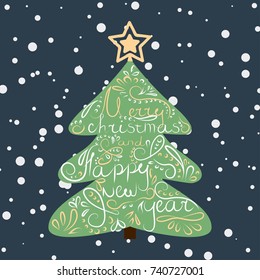 colored card Christmas tree

