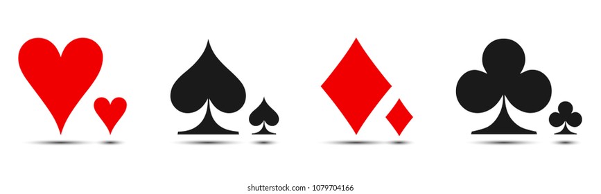 Colored card suit icon vector, playing cards symbols - vector