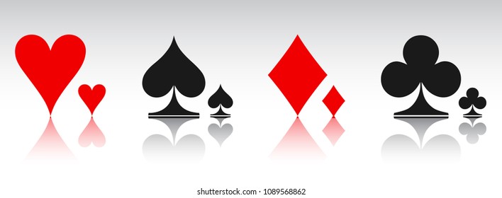 Colored card suit icon vector, playing cards symbols - for stock