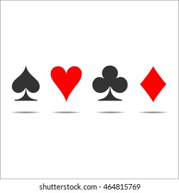 Colored card suit icon vector, playing cards symbols vector