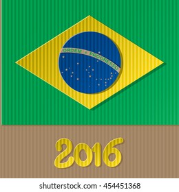 Colored Cardboard Imitation Composition 2016 - Green Yellow and Blue Elements on Brown Cardboard Background - Gradient Graphic and Flat Design