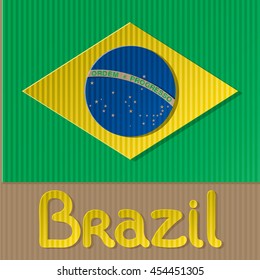 Colored Cardboard Imitation Composition Brazil - Green Yellow and Blue Elements on Brown Cardboard Background - Gradient Graphic and Flat Design