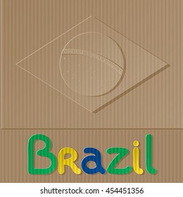 Colored Cardboard Imitation Composition Brazil - Brown Elements Green Yellow and Blue Letters on Brown Cardboard Background - Gradient Graphic and Flat Design