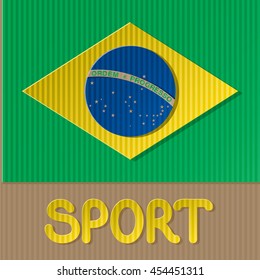 Colored Cardboard Imitation Composition Sport - Green Yellow and Blue Elements on Brown Cardboard Background - Gradient Graphic and Flat Design