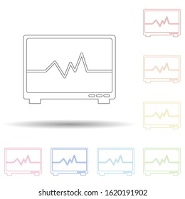 Colored cardiograph in multi color style icon. Simple thin line, outline vector of web icons for ui and ux, website or mobile application