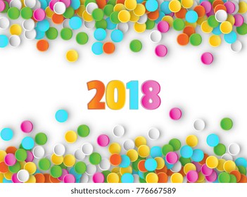Colored carnaval confetti flying on white background. 3d vector illustration for celebrate, anniversary party and birthday design