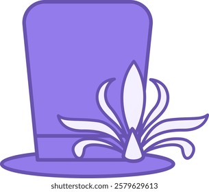 Colored Carnival Hat Icon. Vector Icon. Masquerade or Party Clothes. Top Hat with Feathers. Brazilian Carnival Concept
