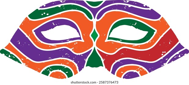 Colored carnival mask with vintage texture. A symbol of masquerade, holiday, mystery and mysticism. Suitable for design, holidays, carnivals and themed events.