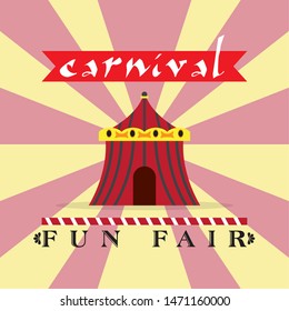 Colored carnival poster with a big top - Vector