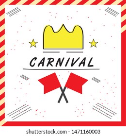 Colored carnival poster with a crown and flags - Vector