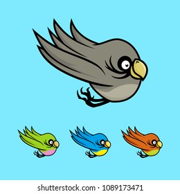 Colored cartoon birds