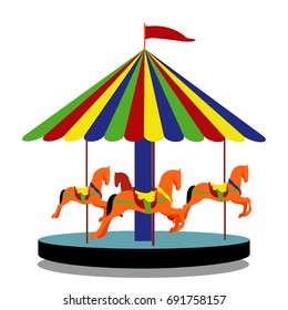 Colored cartoon carousel on a white background