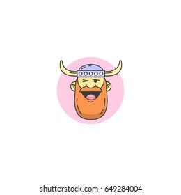 Colored cartoon face picture of a winking viking