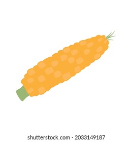 Colored cartoon icon of ripe corn. Autumn seasonal object, element, clipart, item for Thanksgiving, harvest day, Halloween.