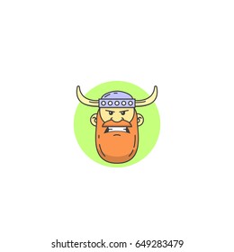 Colored cartoon illustration of the evil viking's face