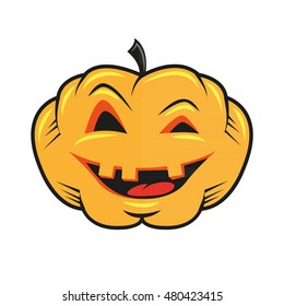 colored cartoon illustration festive halloween pumpkin on a white background