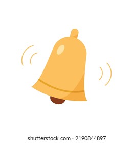  Icono de timbre de notificación de dibujos animados de color sobre fondo blanco aislado.Ilustración vectorial