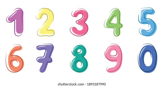 Colored cartoon numbers for kids for counting learning, birthdays, holidays, anniversaries
