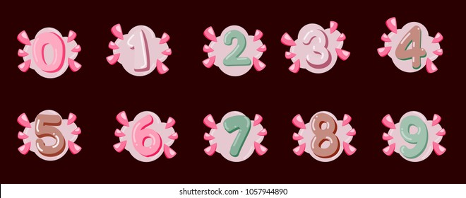 Colored cartoon numbers. Vector set of 1-9 digit