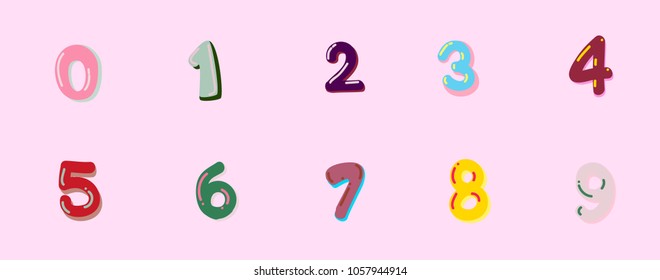 Colored cartoon numbers. Vector set of 1-9 digit