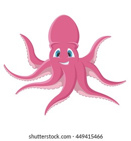 Colored cartoon octopus, cool drawings character