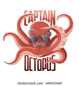 Colored cartoon octopus, cool drawings character