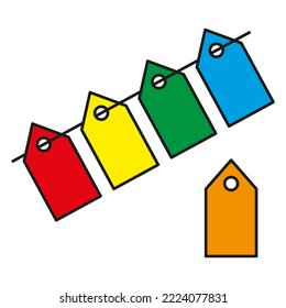 colored cartoon price tags. Business card for paper design. Vector illustration. Stock image.