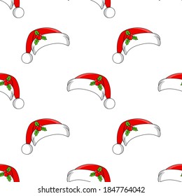 Colored cartoon seamless pattern. Christmas theme. Cartoon style. Hand drawn. Vector illustration isolated on white background.