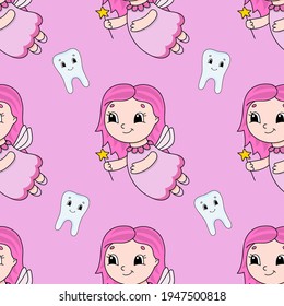 Colored cartoon seamless pattern. Cartoon style. Hand drawn. Vector illustration isolated on white background.