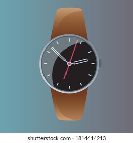 colored cartoon wristwatch on colored background illustration