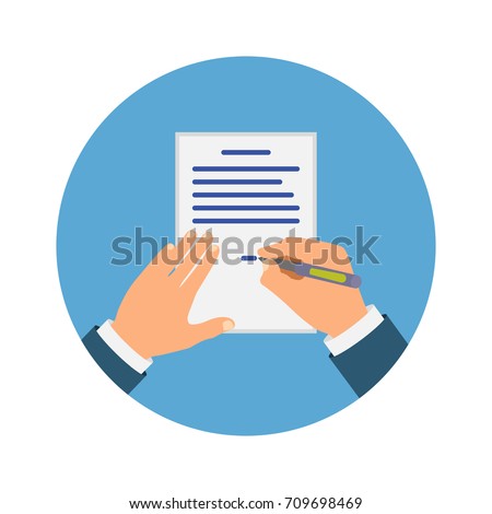 Colored Cartooned Hand Signing Contract