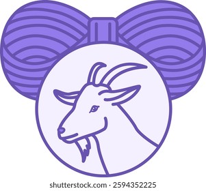 Colored Cashmere Icon. Vector Illustration. Skein of Thread and Goat. Material Characteristics Concept