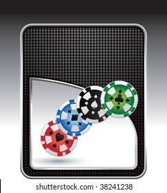 colored casino chips on black checkered background