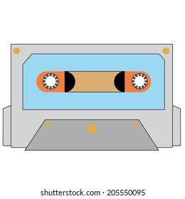 a colored cassette in a white background
