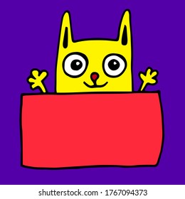 colored cat in box vector illustration image print 