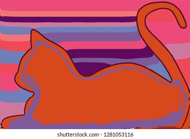 Colored cat illustration vector print