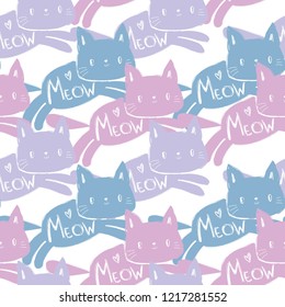 colored cat pattern seamless, textile design print