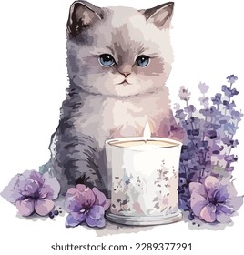 Colored Cat Vector, Print, Illustration