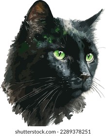 Colored Cat Vector, Print, Illustration