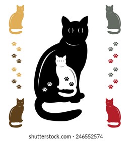 Colored cats and footsteps