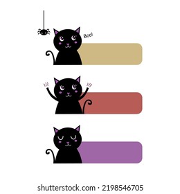 COLORED CATS HALLOWEEN LABELS ISOLATED ON WHITE